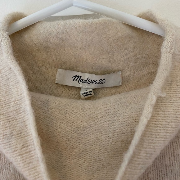 MADEWELL Cream/ Tan Lightweight Knit Sweater with a low Turtleneck - Picture 4 of 5